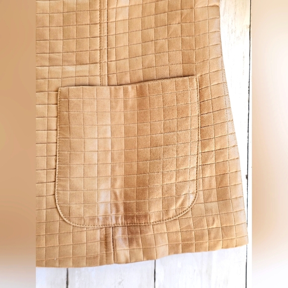 Valerie Stevens Luxury Quilted Gold Metallic Zip up Blazer Jacket Coat Pockets - Picture 6 of 13